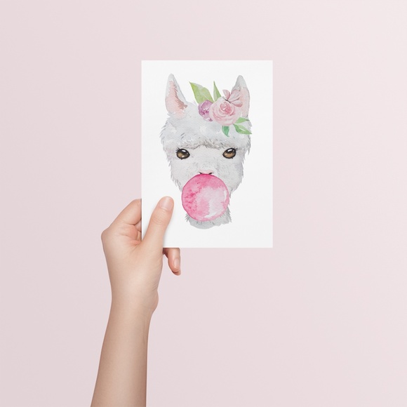 Cute Llama Nursery Decor Wall Art Watercolor Illustration Print Poster Unframed - Picture 5 of 7